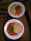 Camarones salteados al vino con arroz integral