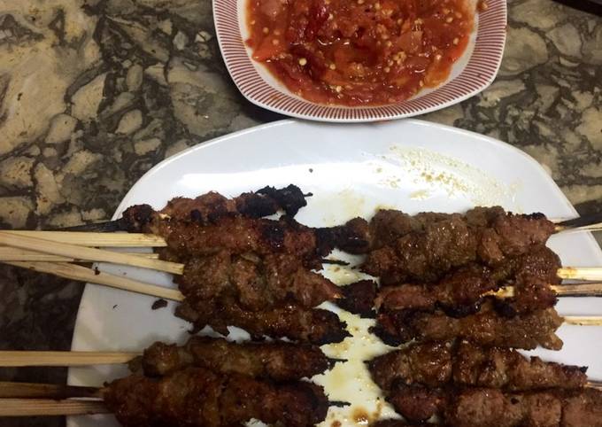 Sate maranggi sambal mentah