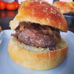 A picture of Miso Burger with Soy Sauce and Ginger.