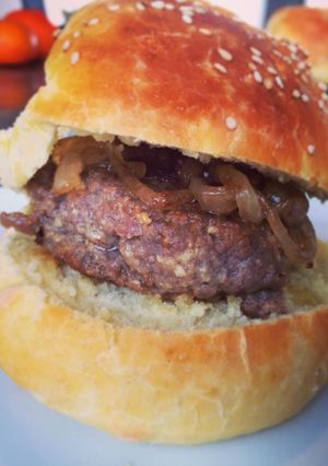 A picture of Miso Burger with Soy Sauce and Ginger.