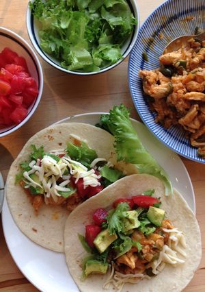 A picture of Chicken Soft Tacos.