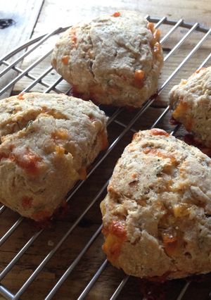 A picture of Dill and Cheese Scones (eggless).