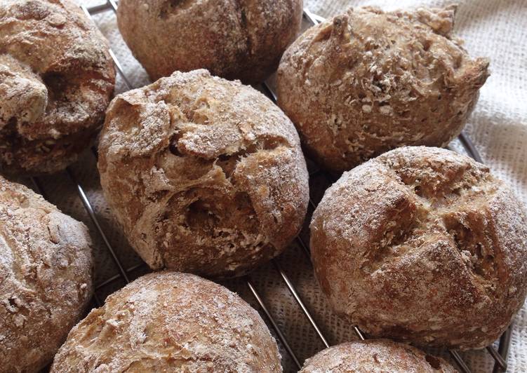 Recipe of Quick Rye and Toasted Oat Sourdough Brötchen