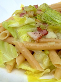 A picture of Spring Cabbage and Bacon Pasta.