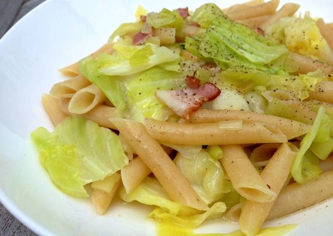 Steps to Prepare Super Quick Homemade Spring Cabbage and Bacon Pasta