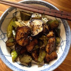 A picture of Eggplant and Summer Veggie Sweet and Sour Stir-fry.