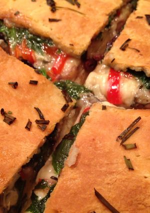 A picture of Goat Cheese and Veggie Stuffed Pizza .