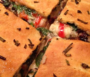 Unique Cuisine Goat Cheese and Veggie Stuffed Pizza Delicious