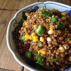 Wheat Berry Salad with Corn and Okra A picture of Wheat Berry Salad with Corn and Okra.
