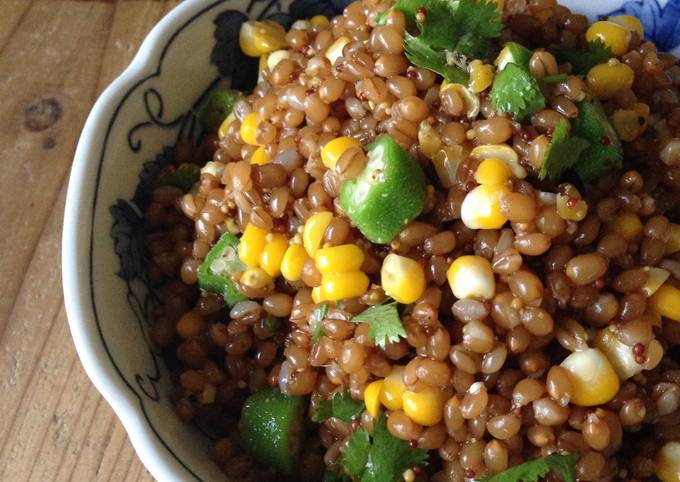 Recipe of Super Quick Homemade Wheat Berry Salad with Corn and Okra