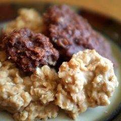 A picture of Peanut Butter and Chocolate No Bake Cookies.