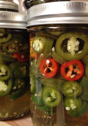 A picture of Super Spicy Pickled Jalapeños.