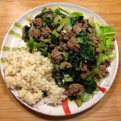 A picture of Ground Bison and Asian Greens Stir-fry.