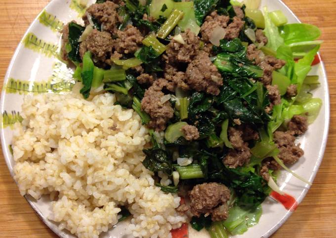 Ground Bison and Asian Greens Stir-fry