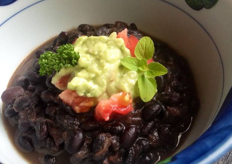 Recipe of Ultimate Black Bean Soup with Creamy Avocado