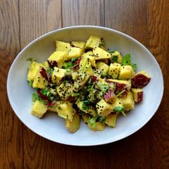 A picture of Sweet Potato Salad with Mustard Dressing.