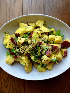 A picture of Sweet Potato Salad with Mustard Dressing.