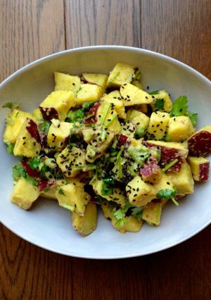 A picture of Sweet Potato Salad with Mustard Dressing.