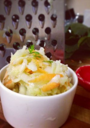A picture of Kohlrabi Apple Slaw.