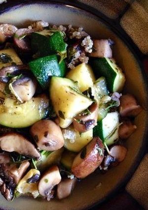 A picture of Zucchini and Mushrooms Sautéed with Basil.