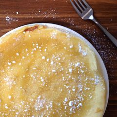 A picture of Pfannekuchen (German Pancakes) with Homemade Apple Sauce.