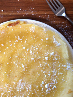 A picture of Pfannekuchen (German Pancakes) with Homemade Apple Sauce.