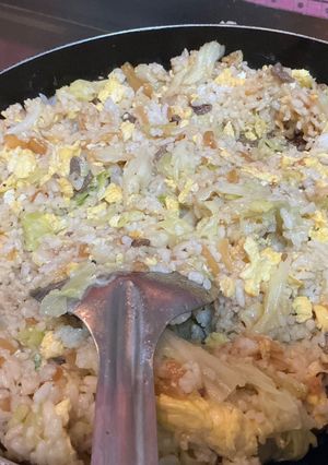 A picture of Leftover Beef and Egg Fried Rice.