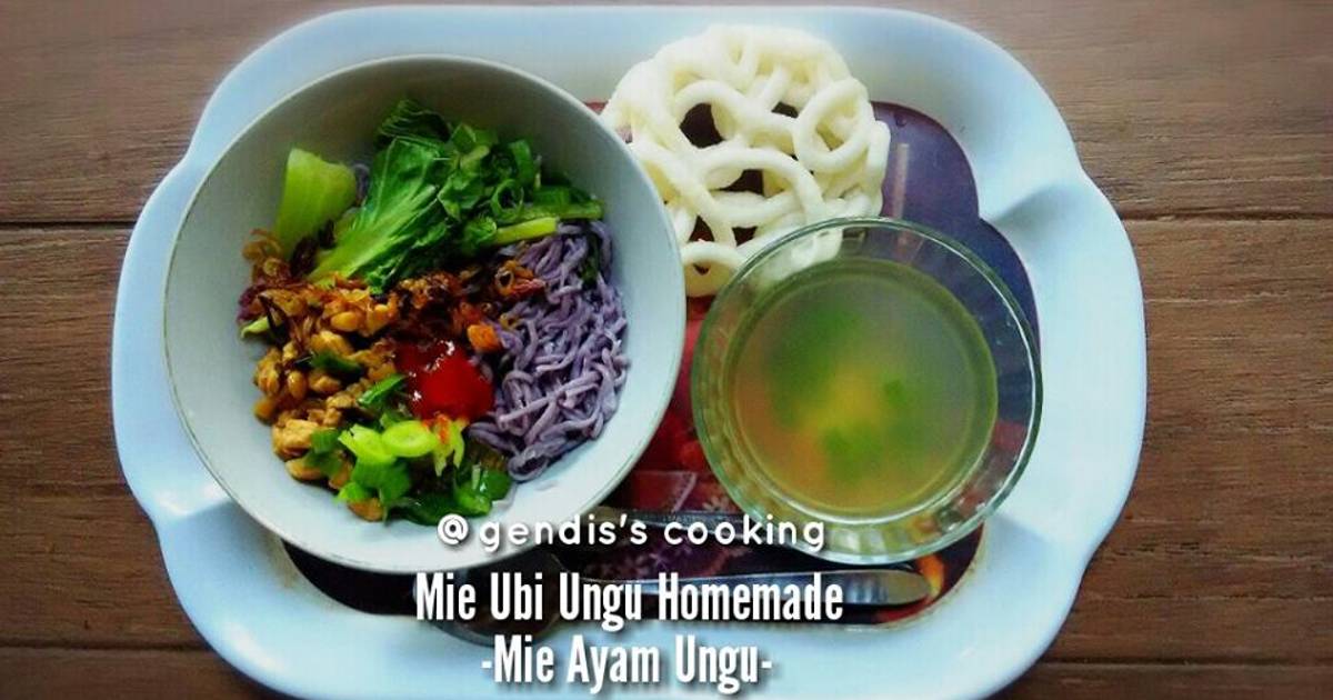 5 resep mie ayam ubi ungu enak dan sederhana Cookpad