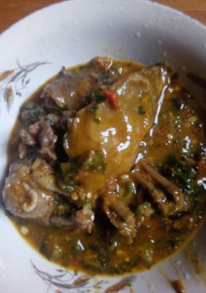 A picture of Ogbono and okro soup.