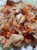 Arroz con pollo y chorizo rápido (con morrón calahorra)