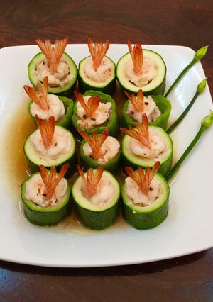 Hình của món Bí ngòi hấp tôm.