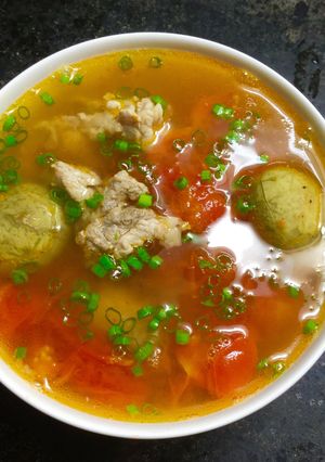 Hình của món Sườn heo nấu sấu.