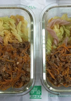 Hình của món Nui sốt bò bằm.