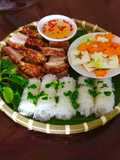 Banh Hoi with Crispy Pork Belly