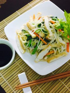 Hình của món Bún gạo xào chay.