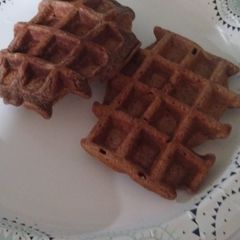 A picture of Chocolate Peanut Butter Protein Waffles GF.