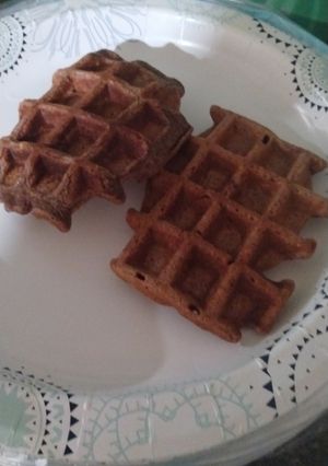 A picture of Chocolate Peanut Butter Protein Waffles GF.