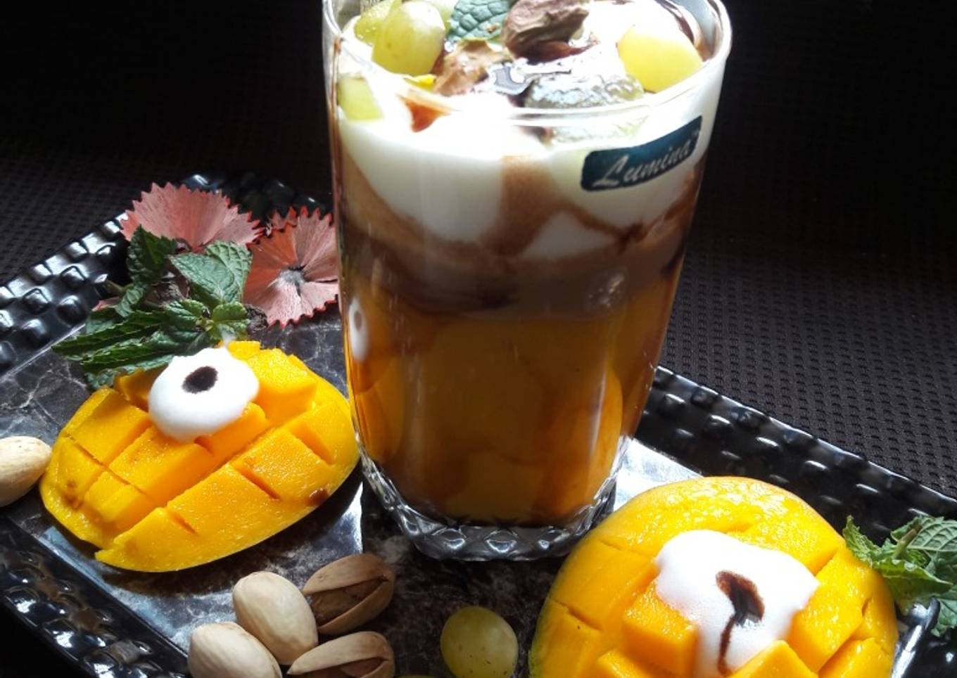 Mango-Coffee Smoothie with Ice-cream & chocolate syrup