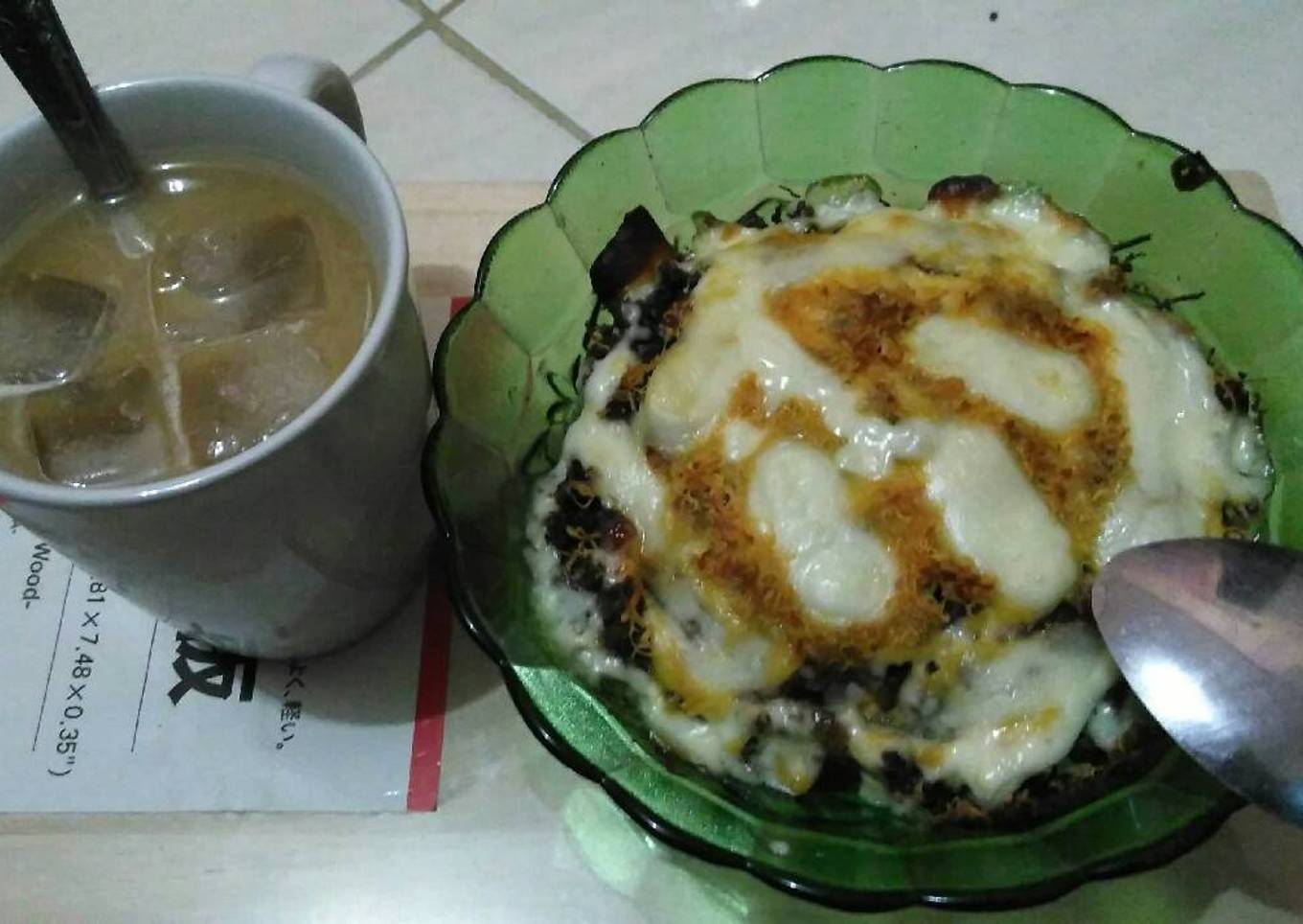 Nasi bakar sapi mozarella