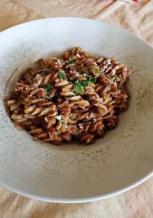 Φωτογραφία της συνταγής Vegan βίδες με σάλτσα καπνιστής μελιτζάνας