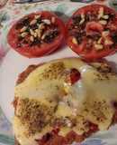 Milanesas con crema de pimientos