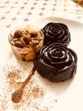 Rose shaped chocolate mousse cups