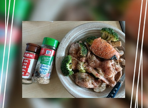 懶人微波料理:鮭魚肉片佐鮮蔬（3分鐘） 的食譜成品照片