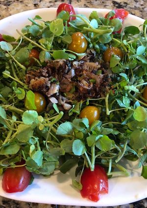 Hình của món Rau salad xoong Nhật trộn dầu dấm.