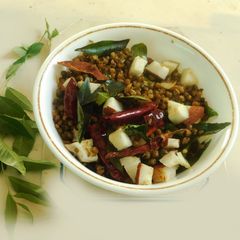 A picture of Green lentil -Mung dal sundal.