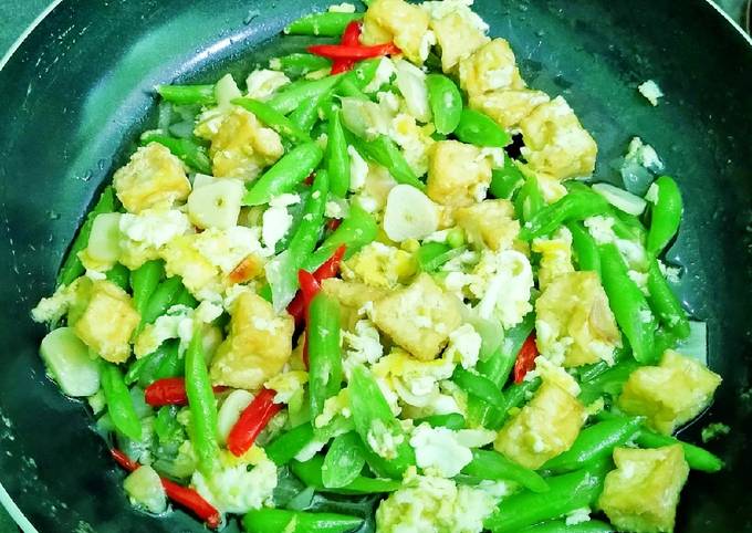 Tumis buncis tahu telur orek