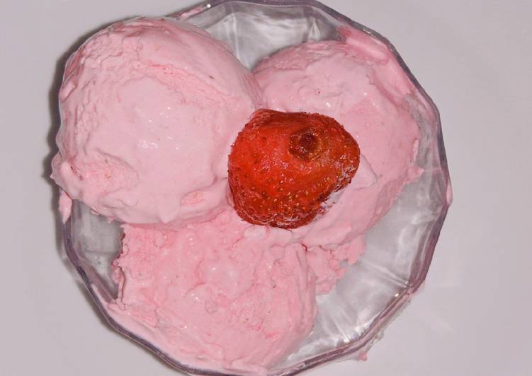 Easiest Way to Make Super Quick Homemade Strawberry ice cream recipe | Ready only 3 ingredients