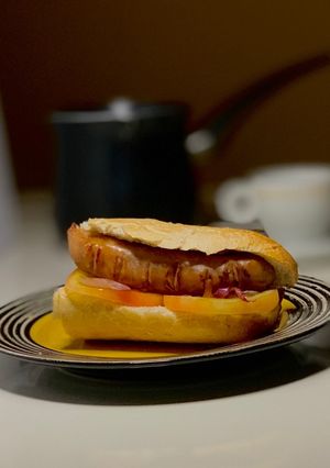 Una foto de Chorizo sándwich