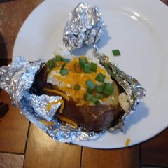 A picture of Twice “baked potatoes “.