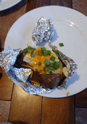 A picture of Twice “baked potatoes “.
